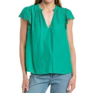RAMY BROOKHermine Short Sleeve Blouse, Sz XL,New, Green